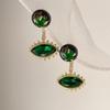 Emerald Gemstone Devil's Eye Detachable Earrings - High-Value, Unique Design for European & American Banquets
