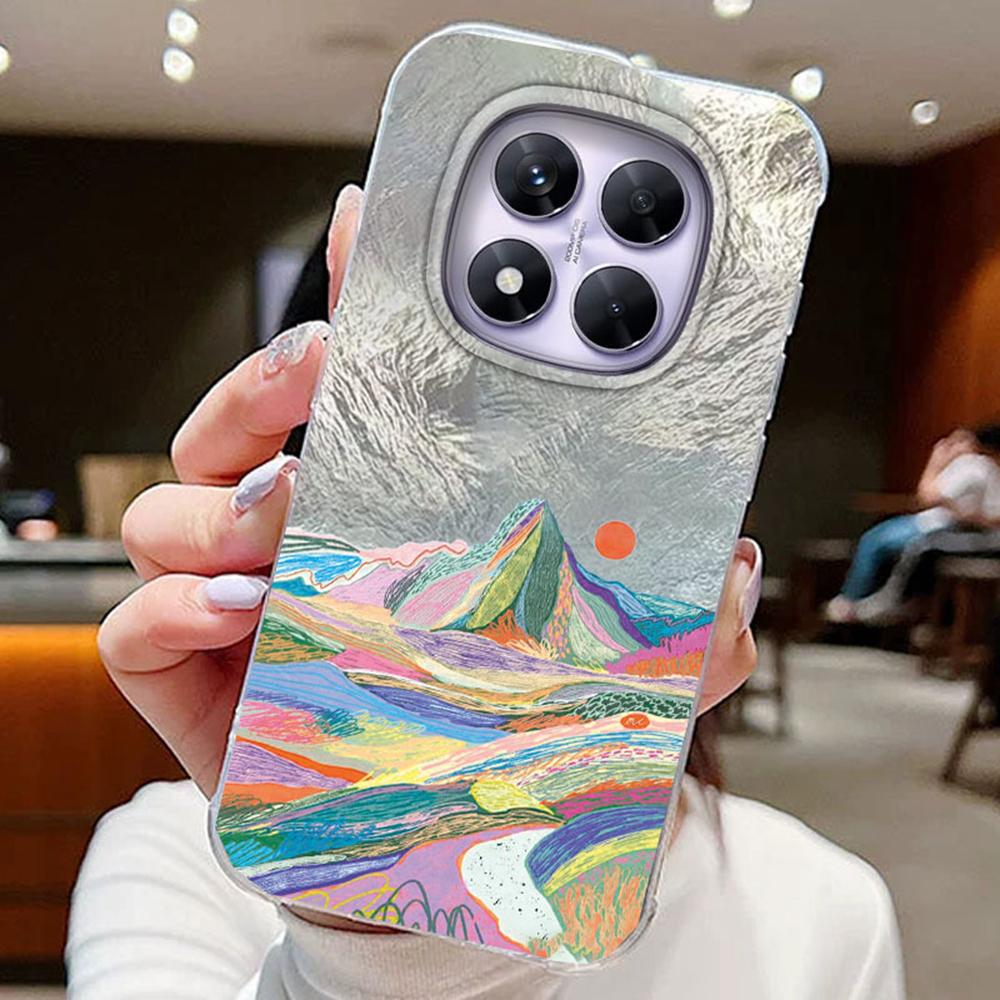 Kolorowy Gradient Biały Motyl Leopard Love Print Etui na Telefon Xiaomi Redmi Note 14 Pro 5G Pokrowiec Miękki Silikonowy Bumper Twardy PC Tylny Pokrowiec