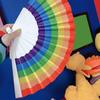 Rainbow Folding Fan Bright Color Lightweight Compact Size Colorful Hand Folding Fan Party Decoration