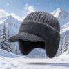 Plush Lined Thick Knitted Hat Knitted Ski Sports Hat Warm Earflap Beanie Cap  for Autumn Winter