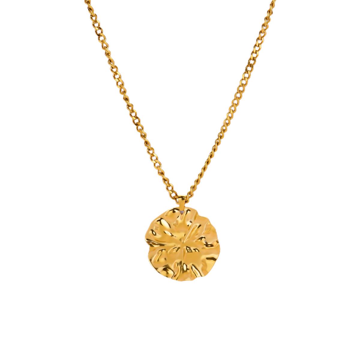 

Stainless Steel Geometric Pleated Necklace For Women Gold Plated Irregular Pendant Necklace Wedding Waterproof Jewelry Gift