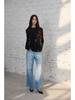 Yang Shulin Retro Snowflake Blue Jeans: Hong Kong Style Loose Slimming Flare Pants for Spring and Autumn.