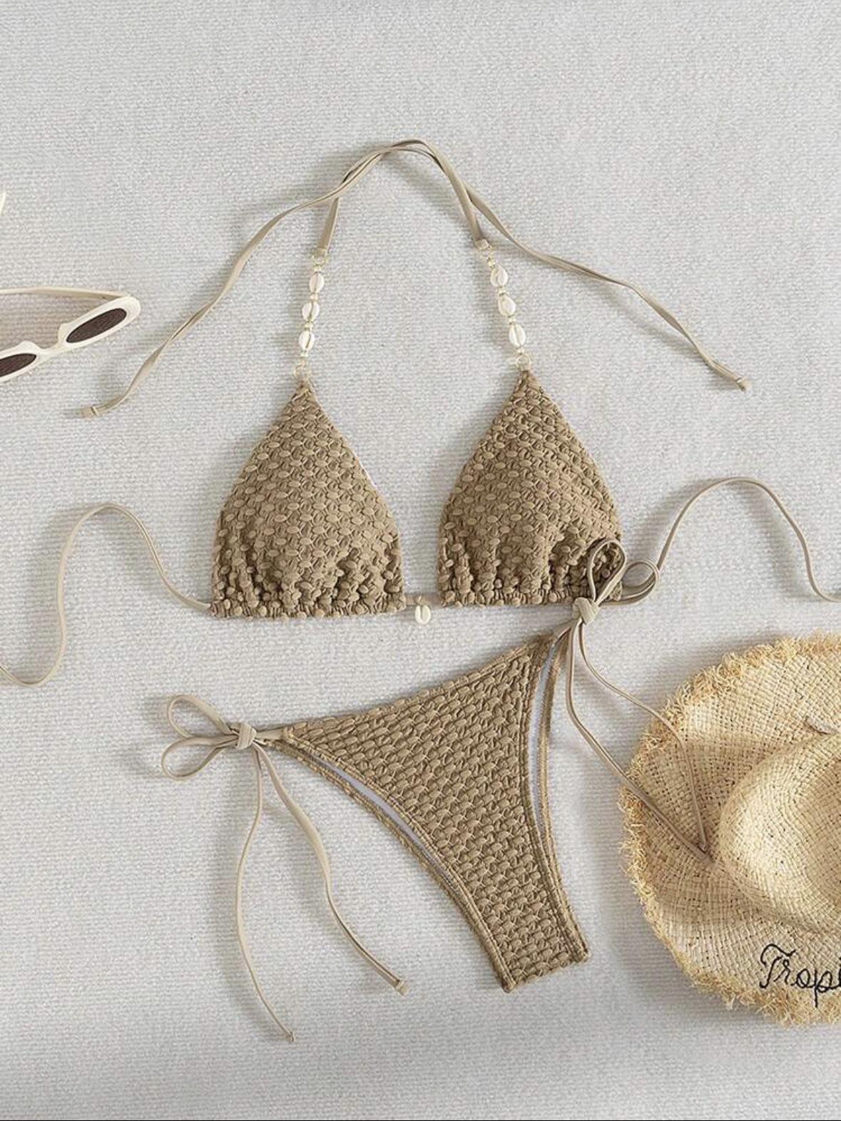 

2025 Европейский и Американский Высококлассный Сексуальный Купальник Бикини из Двух Частей Small коричневый