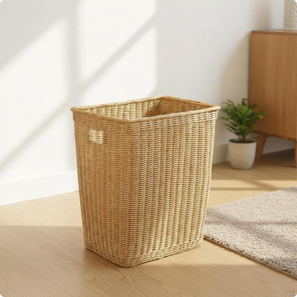Open-Top Woven Laundry Basket Ventilated with Handles Sturdy