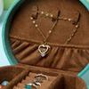 Embroidered Jewelry Storage Box Earrings Gift Packaging Box Travel Portable Handbag  for Lover