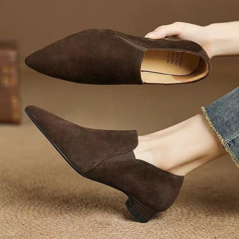 Fashion Pointed Toe Heeled Shoes Women Loafers Elegant Dress Party 2025 New Designer Summer Sandals Brand Chunky Pumps Zapatillas Mujer