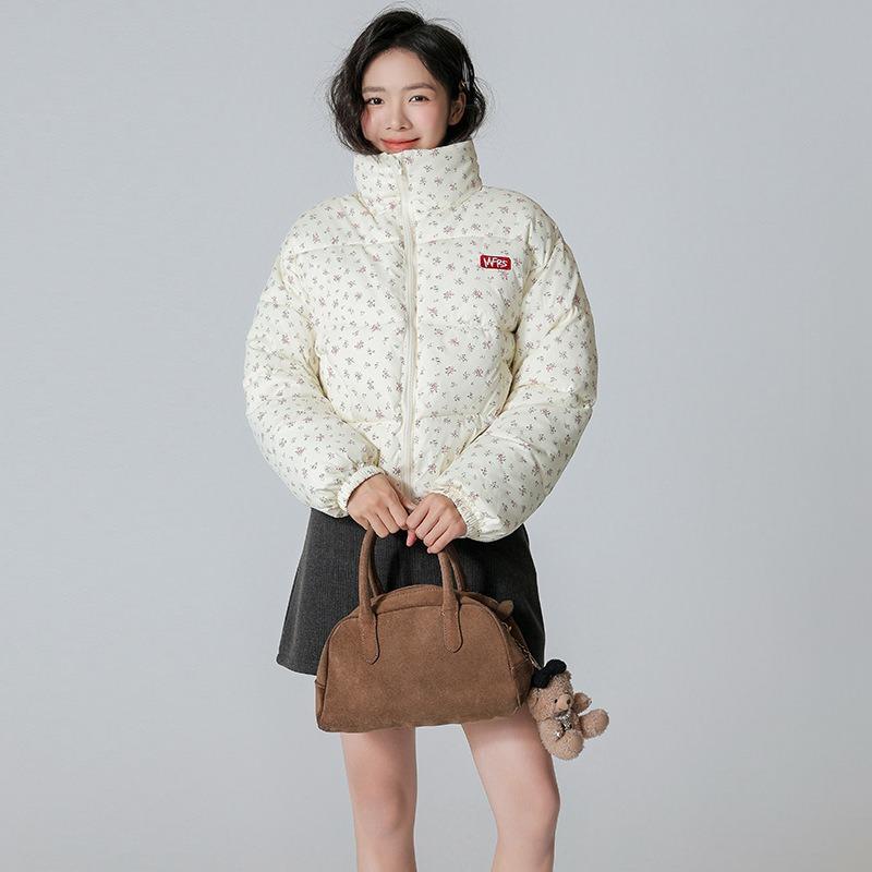 Short down cotton clothes fashionable fake two pieces student thickened versatile loose and thin bread clothes jacket women