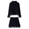 Kaslead New Women Clothes Western Style Lapel Long Sleeve Knitted Outerwear Skirt 4331004 4331005