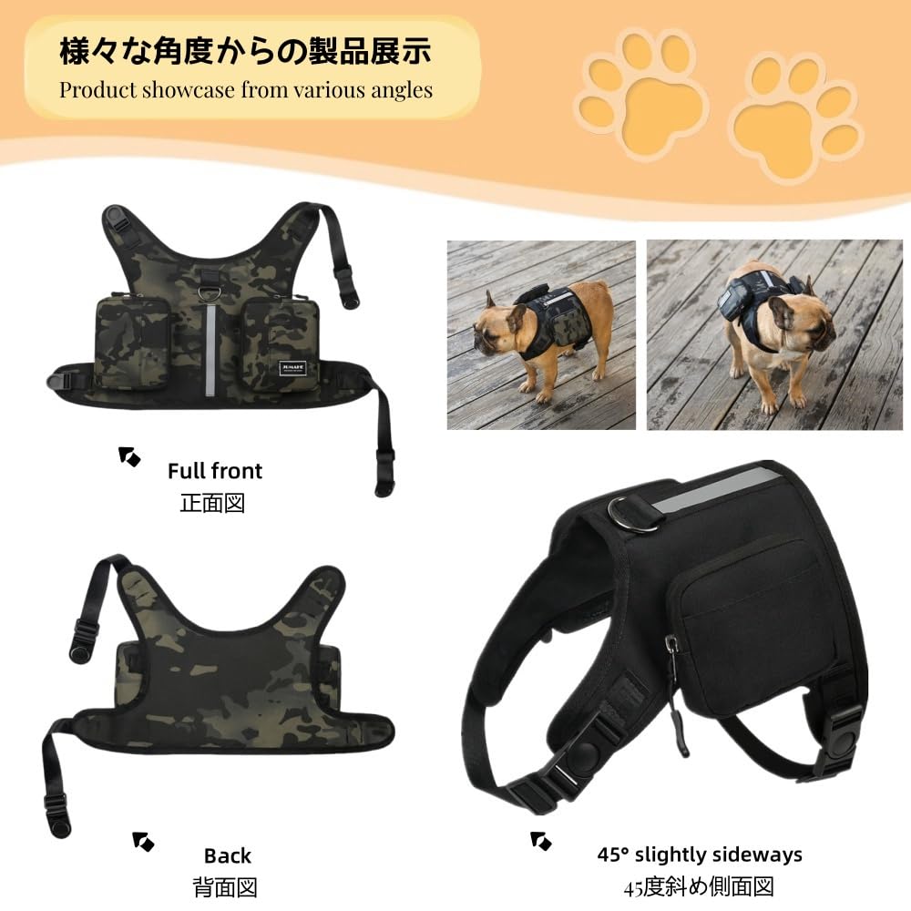 SHINIQLORA Dog Backpack Harness Set Pet Backpack Dog Rucksack Dog Cat Breathable Multifunctional Lightweight Reflective Tape Walking Outdoor Travel