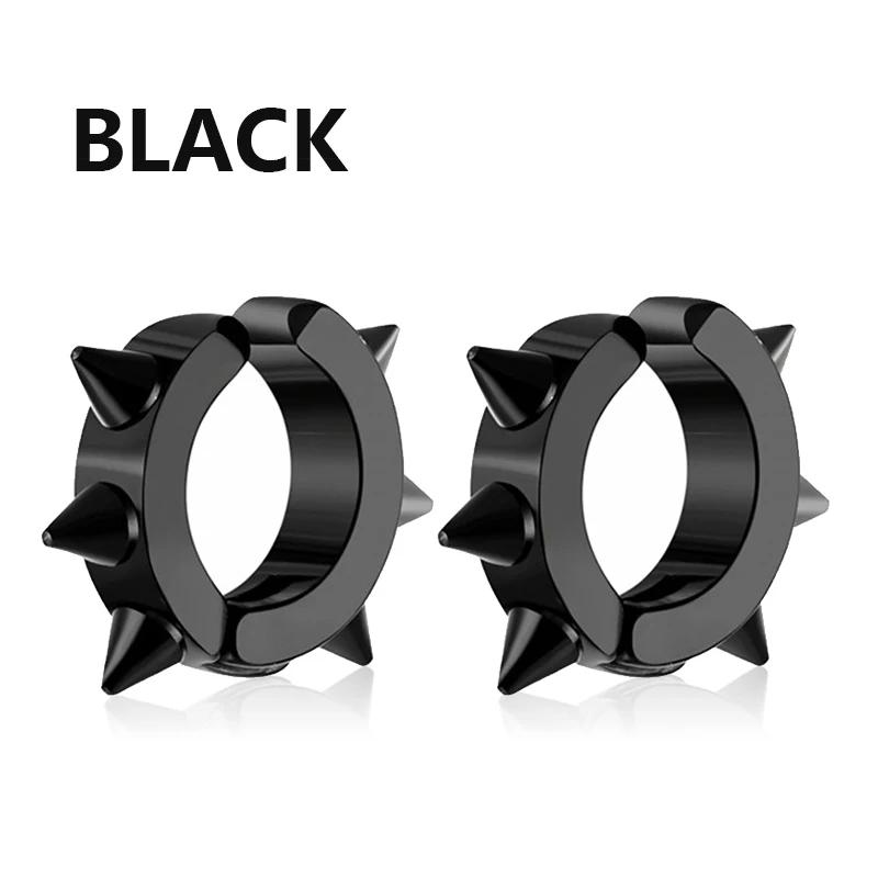 1 Paire Boucles d'Oreilles Puces Punk Acier Inoxydable Épine Pointue Pour Femmes Hommes Clips d'Oreilles Drôle Street Pop Hip Hop Gothique Zircon Accessoires