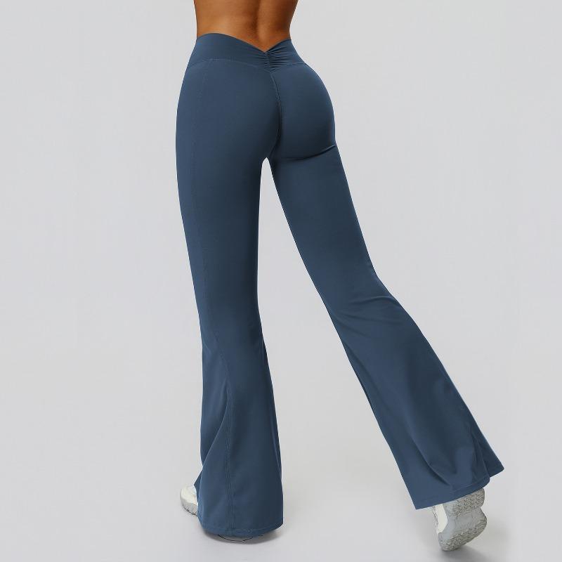 Zechuang European and American Yoga Flared Pants High Waist Shrinking Pleated Slimming Pants Running Sports Flared Pants