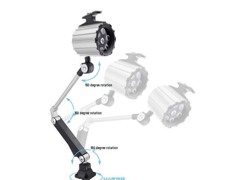LED Long Arm Machine Tool Work Light - Waterproof & Oilproof for CNC, Milling, Lathe, and Drilling Machines, 24V/220V.
