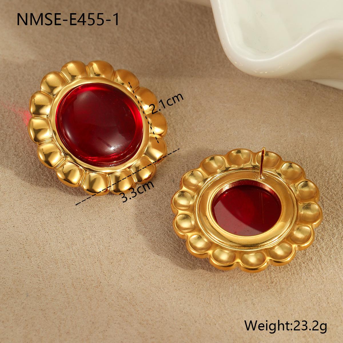 GEMCHIC Women s Stainless Steel Imitation Agate Earrings Geometric Design Fashion Stud Earrings for Women