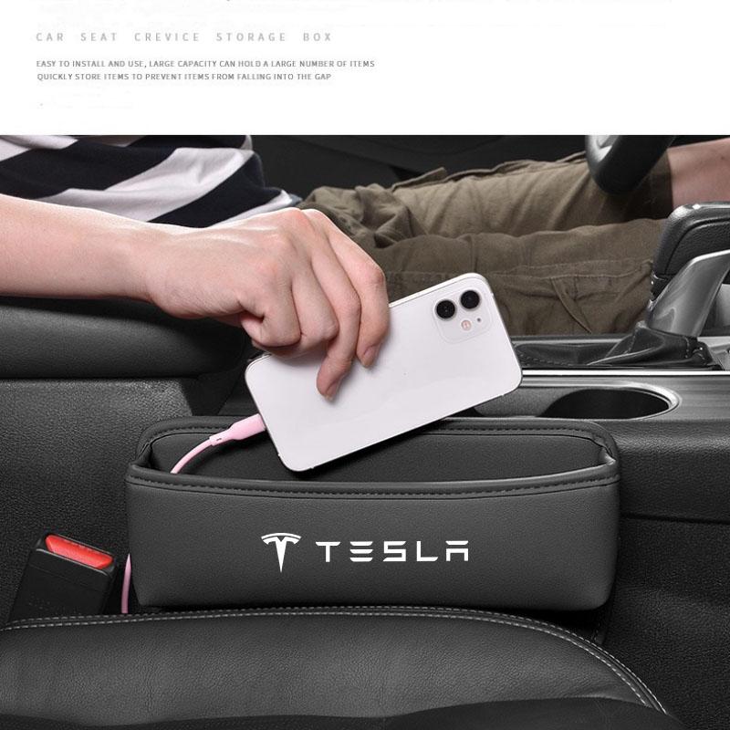 Car Seat Gap Organizer Leather Console Side Pocket Auto Crevice Filler Storage Box for Tesla Model 3 Model S X Y Accessories