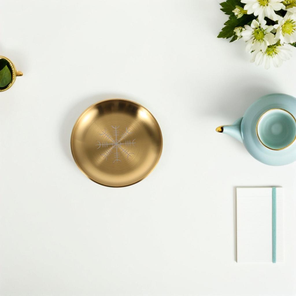 Stainless Steel Decorative Tray Polished Flat Bowl Round Metal Jewelry Tray Altar Ritual Plate Prayer Offering Ring Trinket