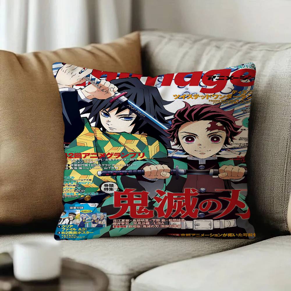 Classic Anime Demon Slayer Decorative Room Aesthetics Pillow Case Home Decor Bedroom Sofa Bed Couch Pillow Cover x