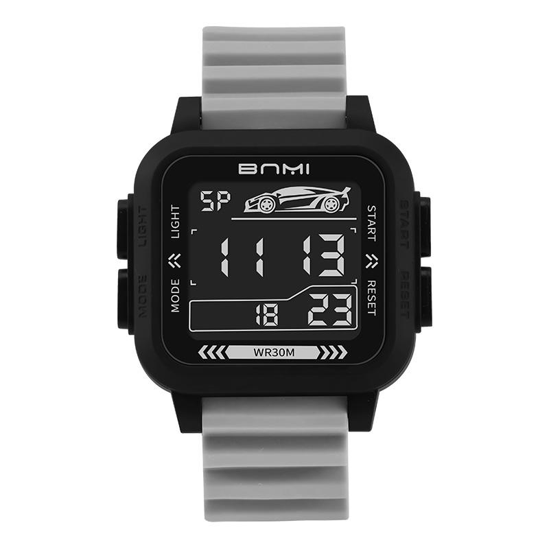 Waterproof Digital Sports Watch Men Square LED Backlight Alarm Stopwatch Silicone Strap Student Electronic Wristwatch Outdoor