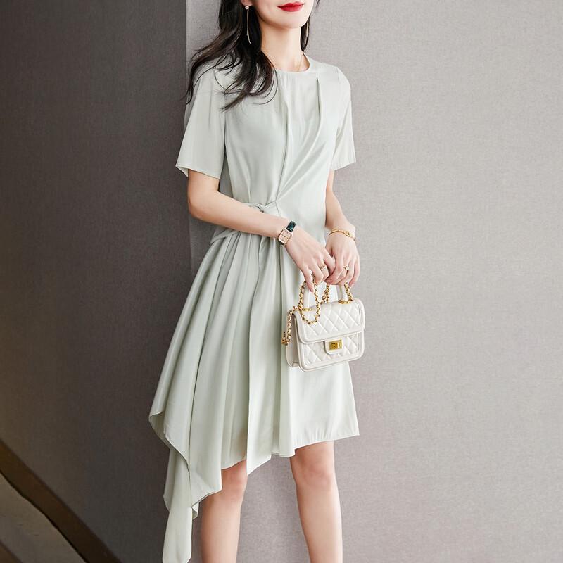 Srcr Women s Short-Sleeve Tie-Waist Irregular Hem Dress XL
