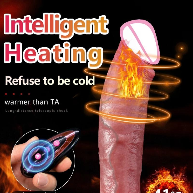 Teleskopischer 27 cm langer realistischer Dildo Vibrator Penis Teleskopischer Schwingender Heizender Silikon Dildo Weiblich Fernbedienung Vibratoren für Unisex Masturbator