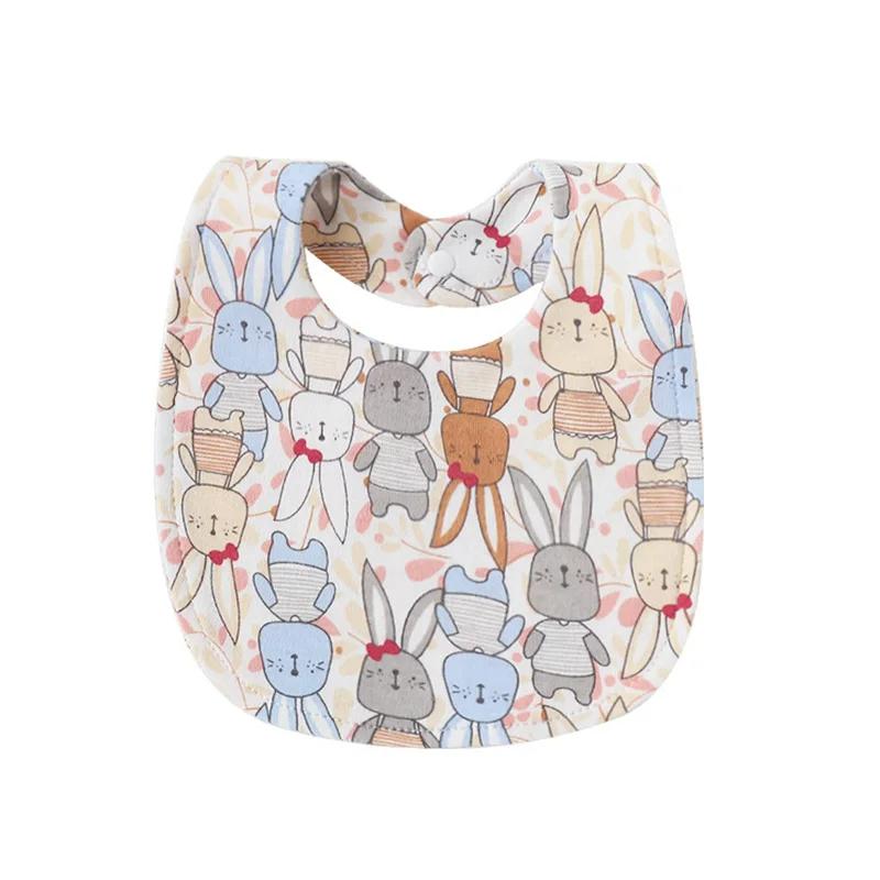 4Pcs/lot Cartoon Printed Baby Bibs Square Shape Infant Saliva Towel for Boys Girls Double Layer Cotton Newborn Burp Cloths