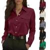 Women's Color Pocket Long-sleeved Collar Button-down Shirt