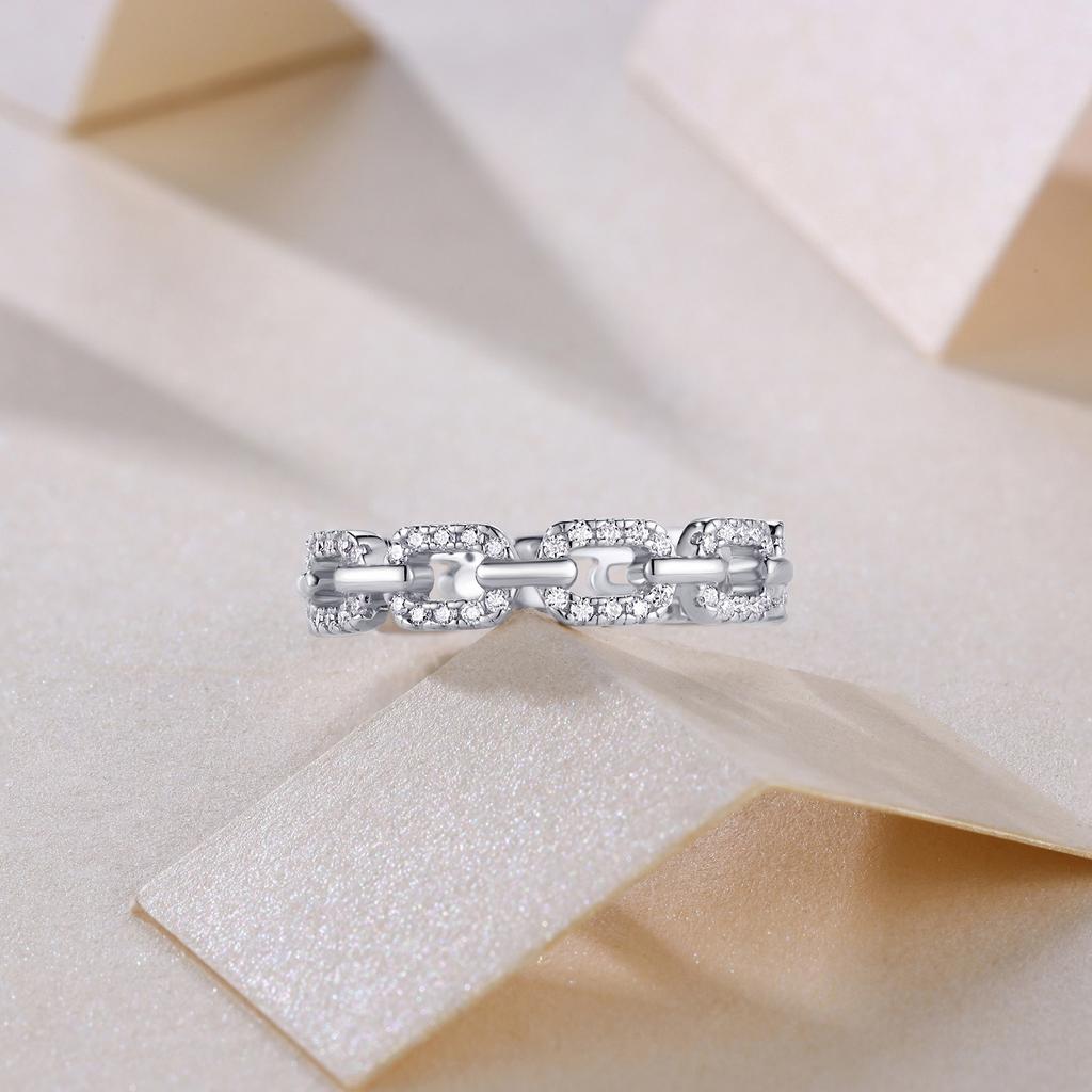 Nabest Fine Jewelry Women   CopperCuban Chain Rings VVS1 D Color Moissanite Ring Hip Hop  Jewelry