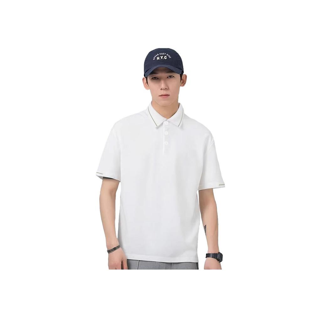 Li Ning Logo Cotton Breathable Solid Color College Style Sports Casual Short Sleeve Polo Shirt Unisex Polo Shirts LSKS110-2