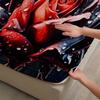 1PC Red Rose Polyester Sheet Soft Digital Print Fitted Sheet Without Pillowcase Birthday Gift For Women Lover Bedroom Decor