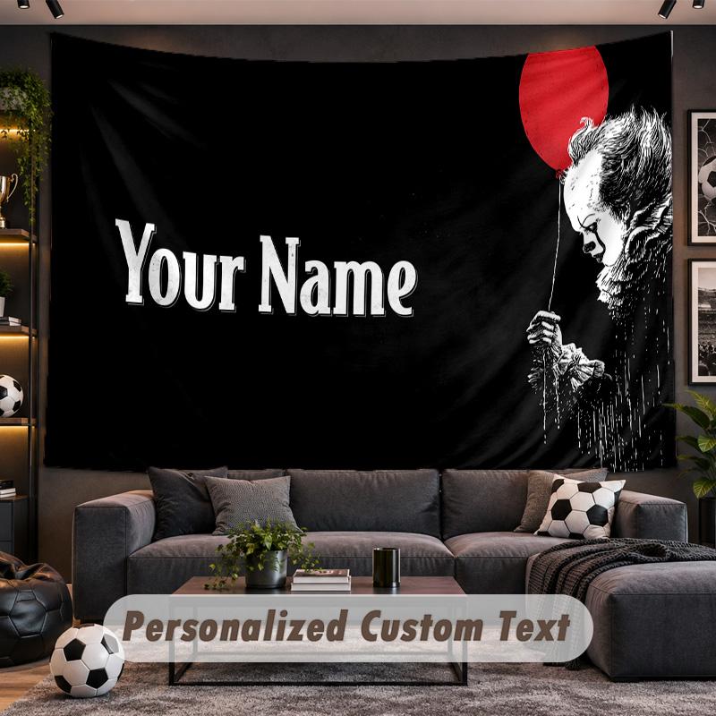 IT Pennywise Personalized Tapestry Support Custom Name, Wall Art Home Decoration