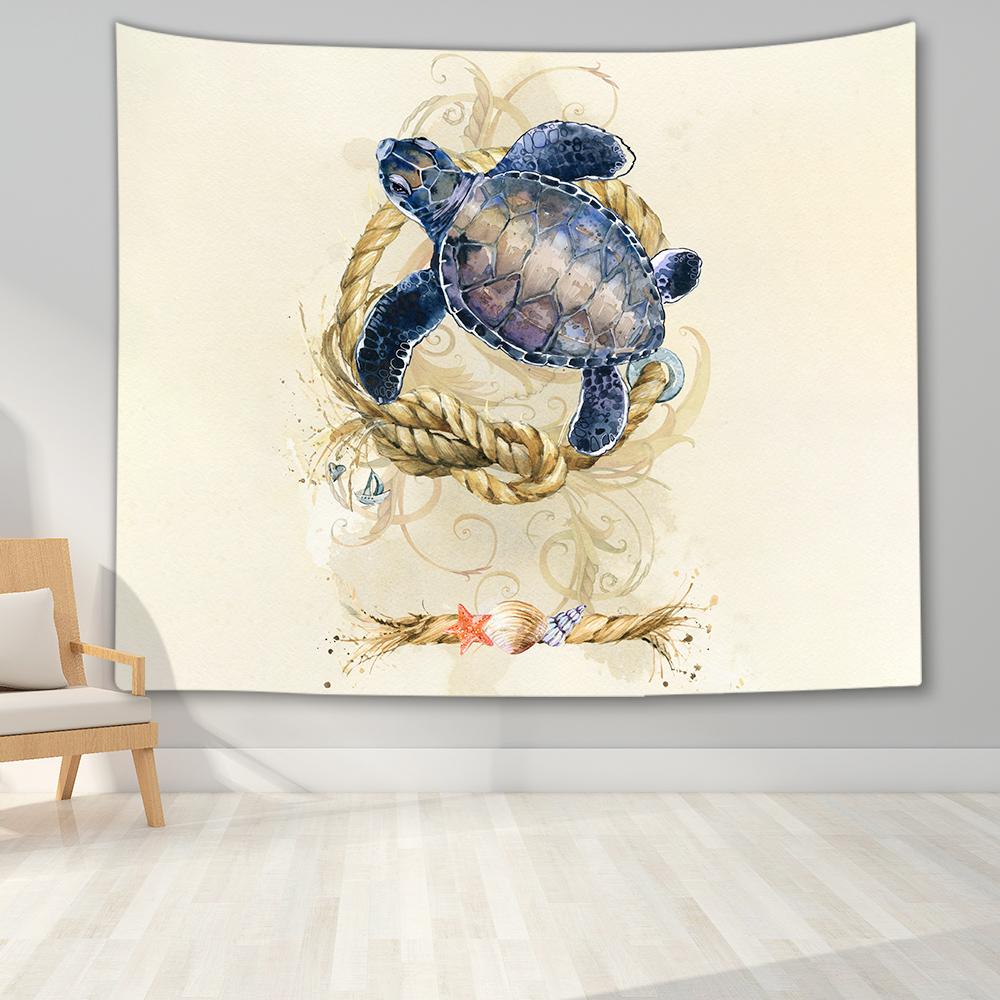

Underwater World Tapestry Wall Hanging Turtle Shark Mermaid Dolphin Tapestry Print Wall Hanging Living Room Bedroom Dormitory 74x94cm(29x37in)