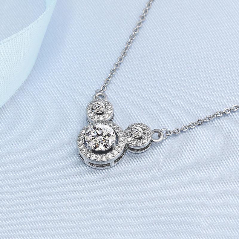 Korean Moissanite Mickey Necklace - Cute Valentine's Day Gift 