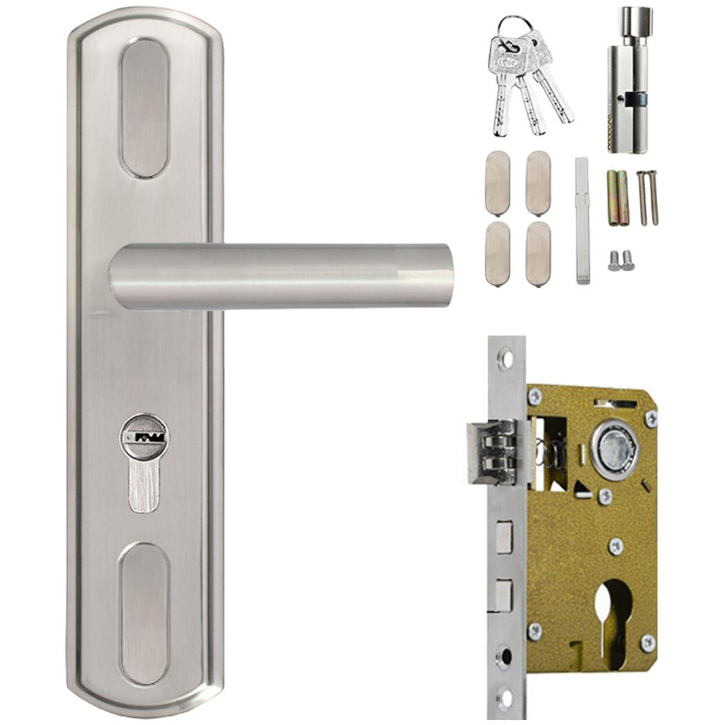 Stainless Steel Door Lock Thickened Entry Door Handle with Lock and Key Waterproof and AntiRust Door Handle Lock
