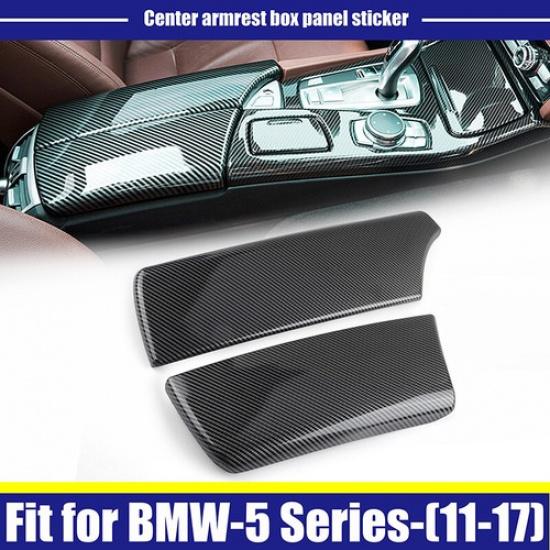 Fits 2011-2016 BMW 5 Series F10 Carbon Fiber Armrest Box Console Box Cover Trim