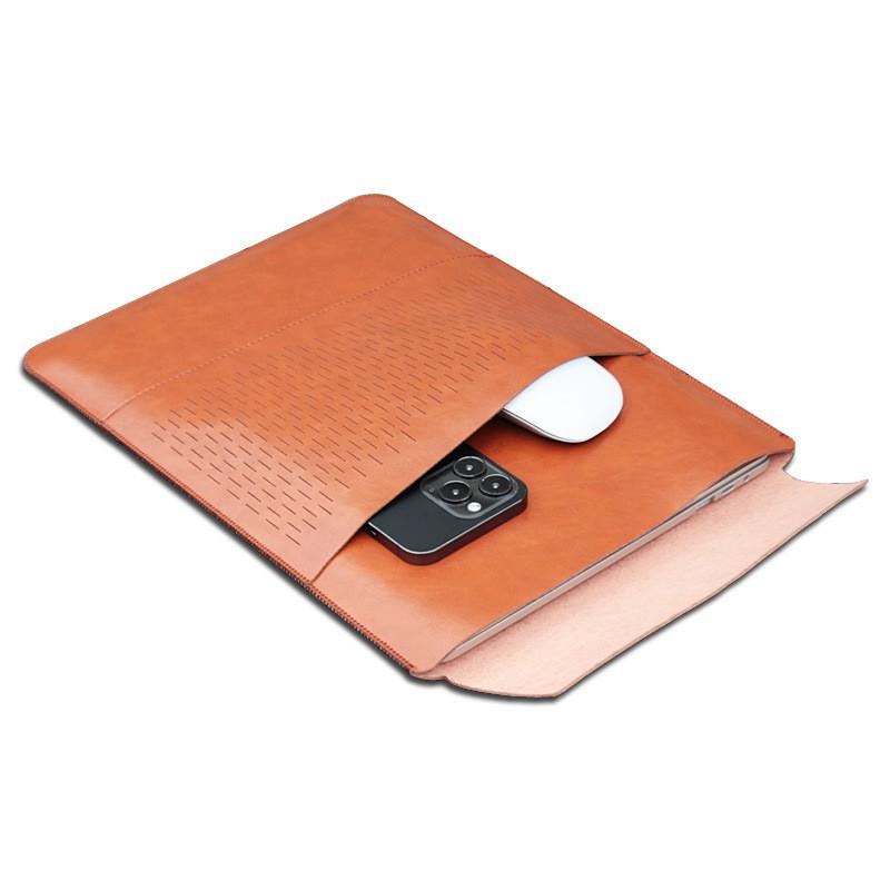 Slim Laptop Sleeve Case MacBook Air Pro 13.3 14 15.3 Inch M1 M2 M3 Chip Protective Inner Bag PU Leather