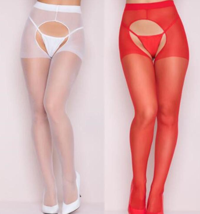 Shengrenmei New Tights Fashion Pantyhose Red White Stockings Women Ladies Sexy Lingerie Open Crotch Tights  Dropshipping