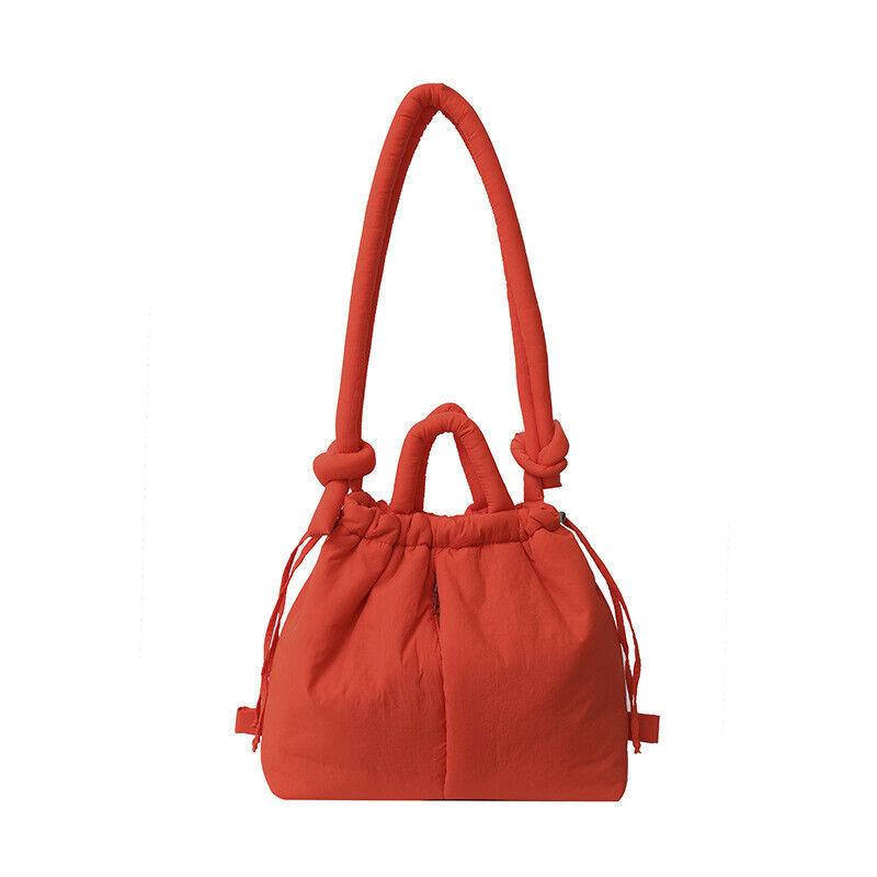 Lässige große Puffer-Tragetasche Designer-gepolsterte Nylon-Handtaschen für Damen mit geknotetem Riemen Schulter-Crossbody-Taschen Warm