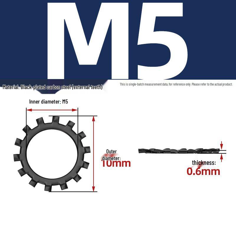 Carbon Steel Zinc-Plated Lock Washer with Inner and Outer Teeth