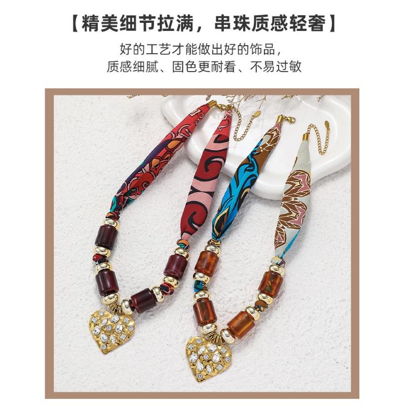 Women S Vintage Vacation Style Fabric Beaded Trendy Neck Scarf
