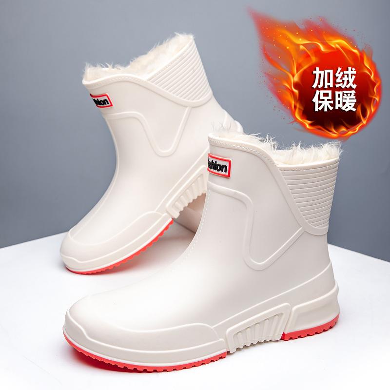 Fashion rain shoes men's trend short tube water shoes outer wear work shoes medium tube waterproof non-slip wear-resistant rain boots women