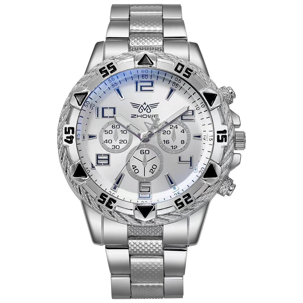 

Watch Men s Watch Fake Three Eyes Casual Steel Belt Watch Alloy Fashion Quartz Watch