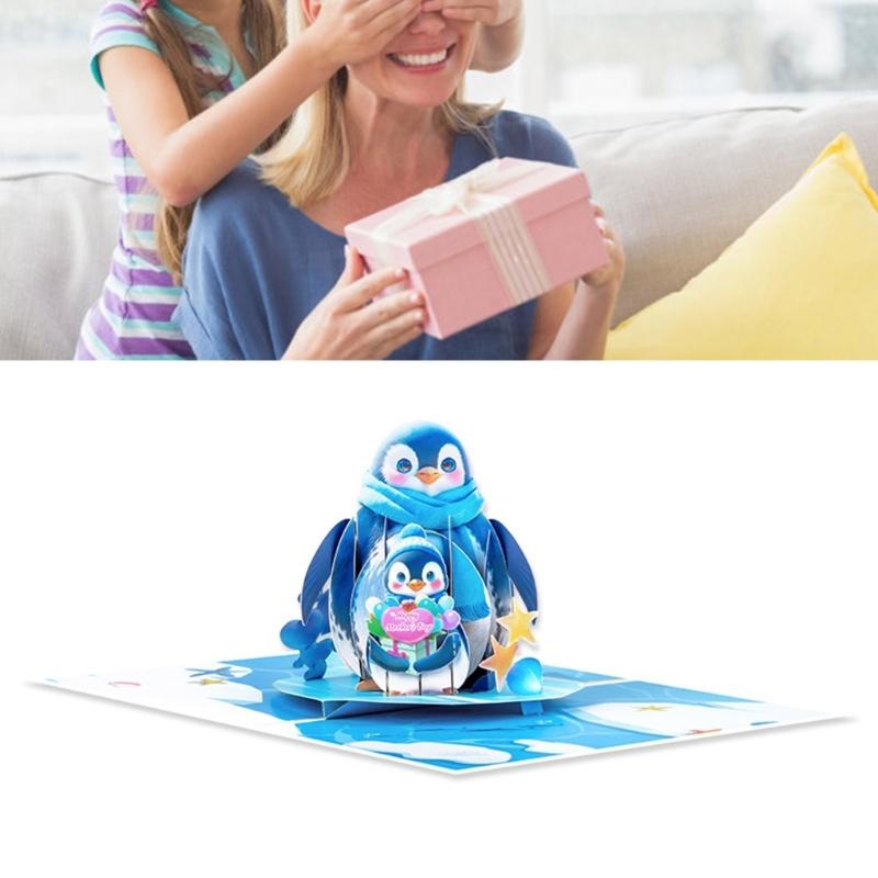 3D Penguins Popup Card Popup Gift Cards,Handmade Greetings Cards,Mother Day Cards Popup Greetings Card Birthday Card