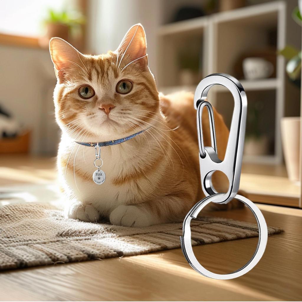 Dog Tag Clip 4-pieces Stainless Steel Quick Clips for Pet Collars Dog Cat Positioning Device Secure Supplies for Outdoor