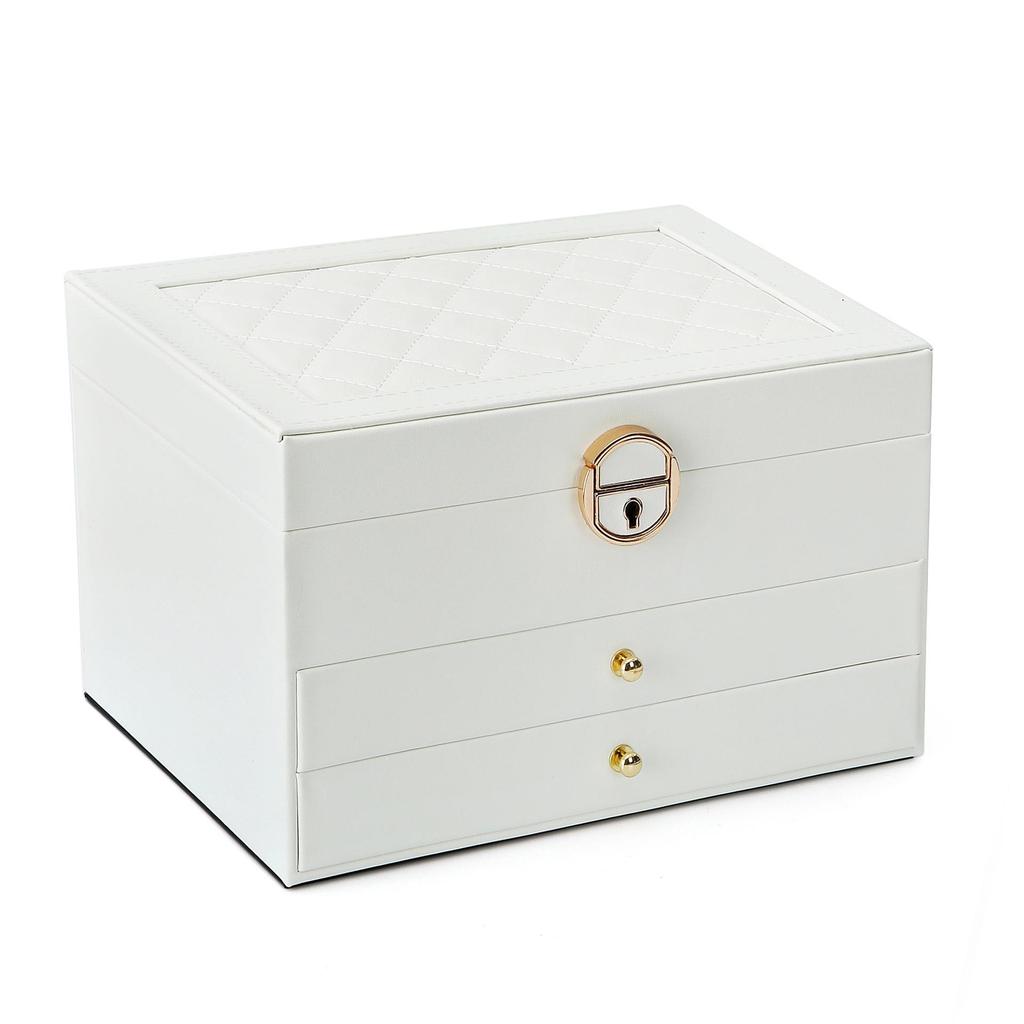 Exquisite Three-Layer Jewelry Box 2025 - Large Capacity for Earrings and Necklaces