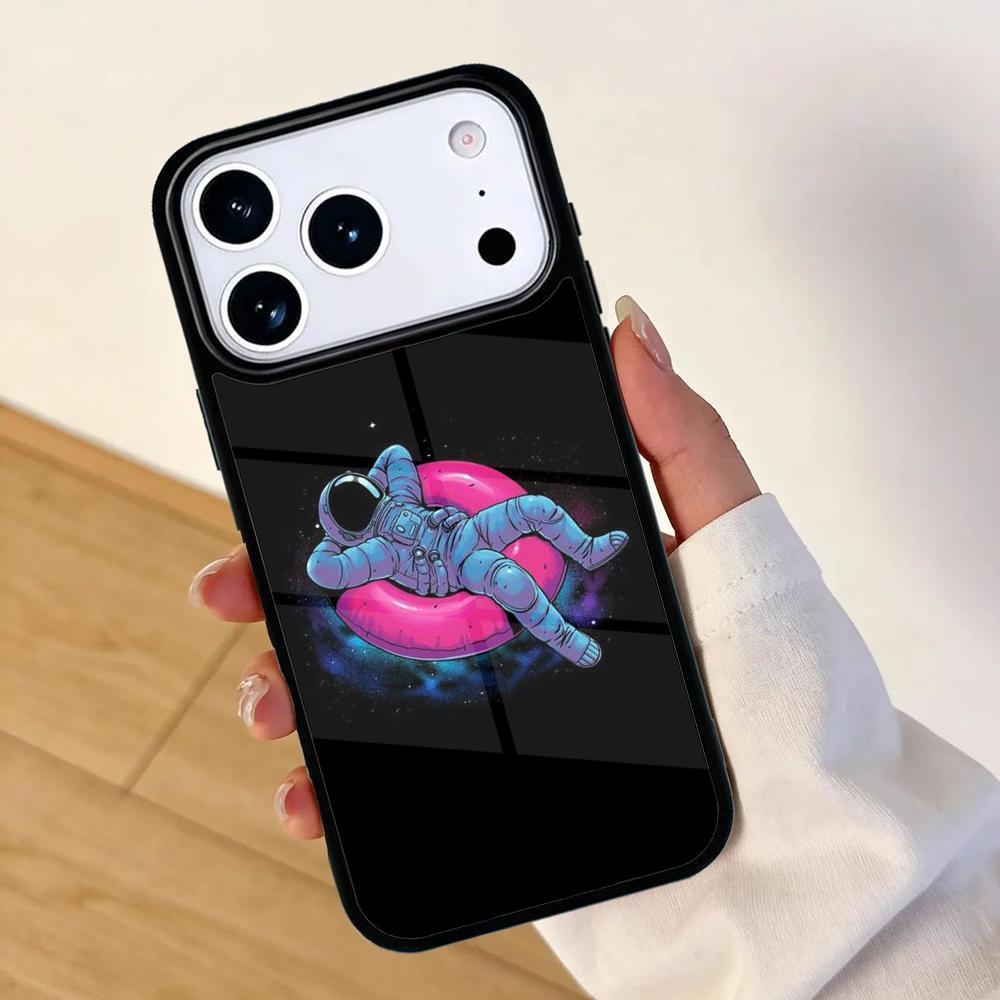Starry Space Moon Astronaut Aesthetic Phone Case For Apple iPhone 17 Air 16 Pro Max 15 Pro Max 14 13 12 11 Mini Back Cover