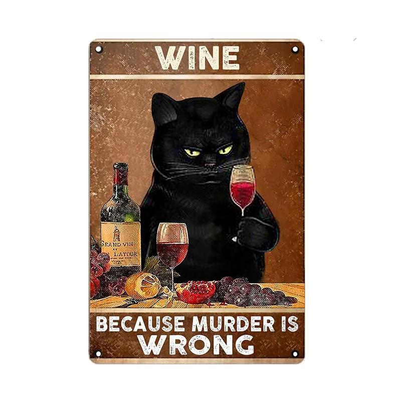 Black Cat Metal Sign Vintage Cattle Metal Plaque Tin Painting Art Poster Kitchen Decoration For Living Room Pet Shop Wall Decor