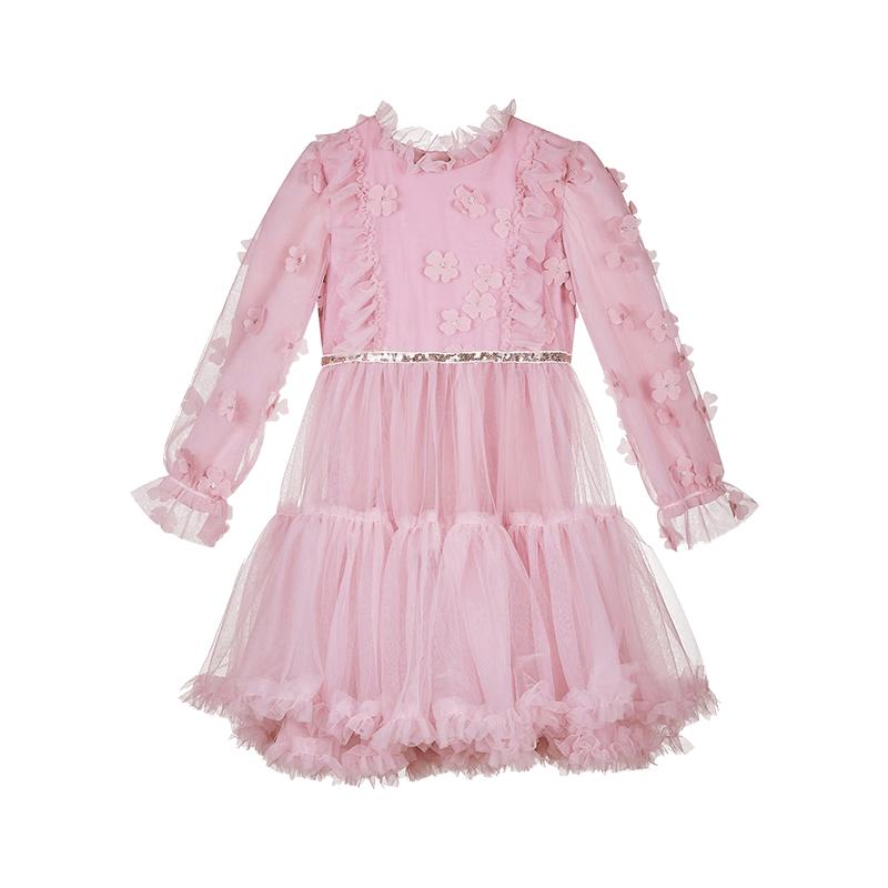 Sweet Girls' Long Sleeve Mesh Princess Dress