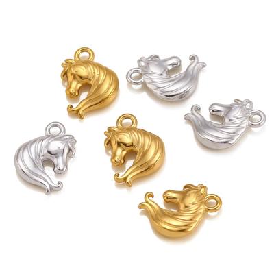 3pcs/Lot Cute Pony Pendant Stainless Steel Horse Head Gold Color Charm Accessories Diy Earring Bracelet Necklace Jewelry Making