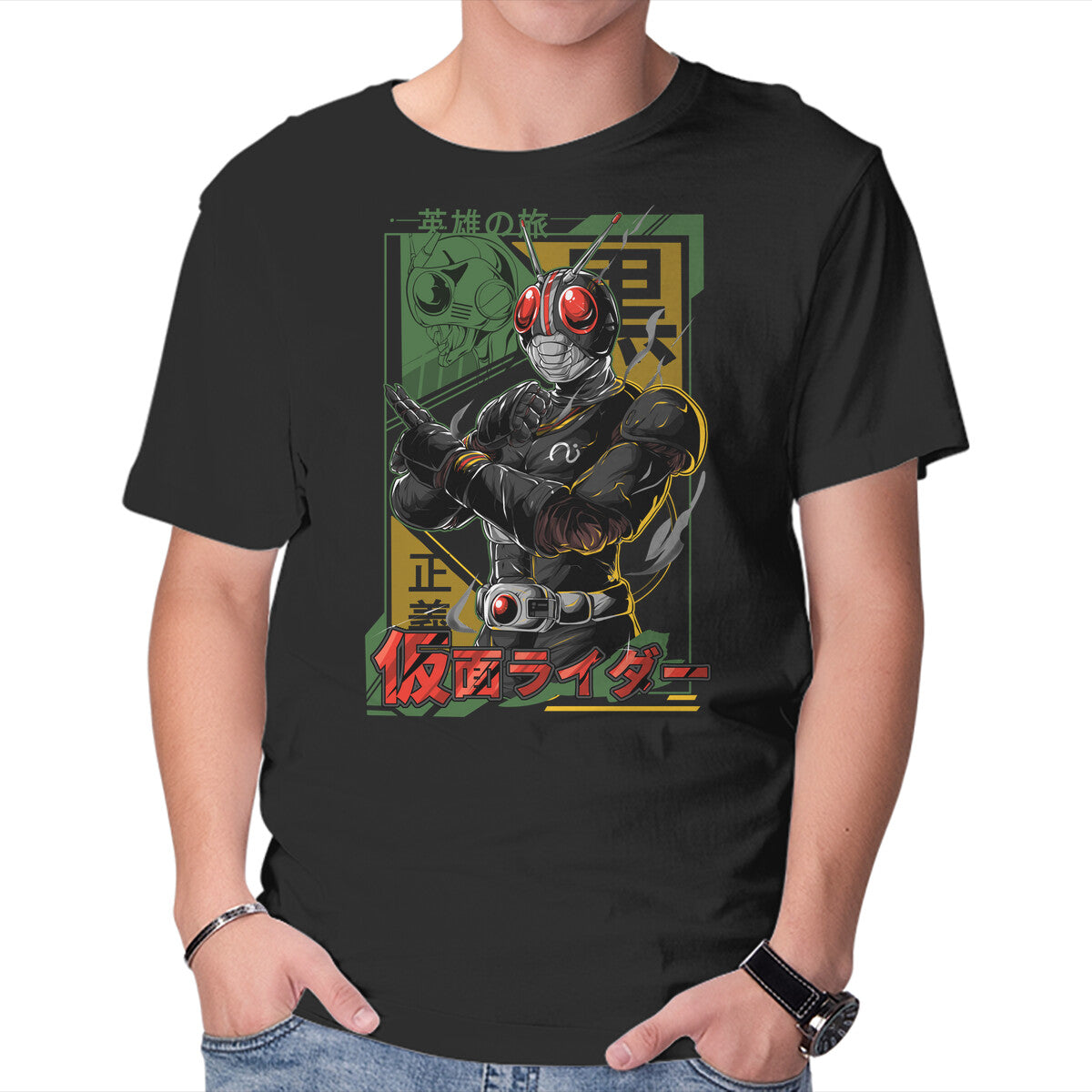 Unisex Crew Neck T-Shirt Masked Hero Graphic Short Sleeve Casual Tee M