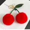 Faux Mink Rabbit Fur Cherry Keychain Pendant - Plush, Creative Korean Gift