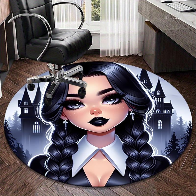 Gothic Fashion And Mystery round carpet Chair cushion Round Entryway Rug, Soft Round Rugs for Living Room, Bedroom, Circle Carpet decor gifts